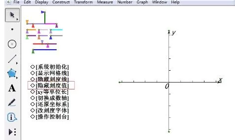 隐藏几何画板坐标轴的刻度值的操作流程