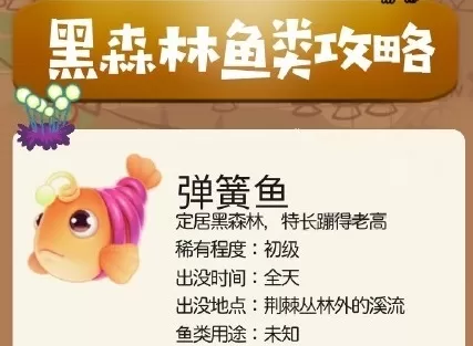 摩尔庄园黑森林钓鱼地点 摩尔庄园黑森林刺头鱼/象鼻鱼/弹簧鱼垂钓位置