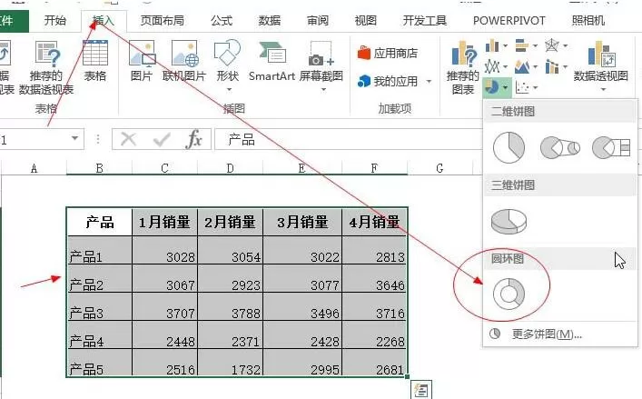 Excel表格制作多层的圆环图表的详细步骤
