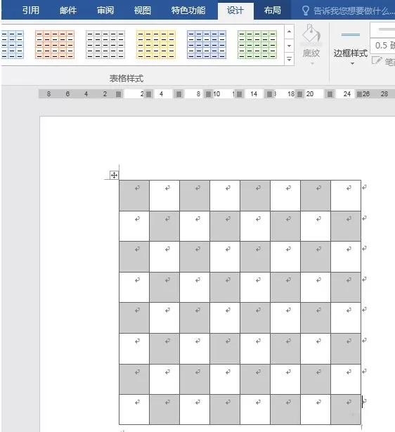 word表格快速制作棋盘样式的图文方法