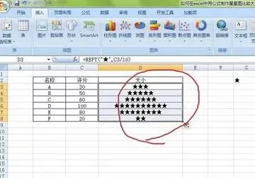 Excel利用公式制作星星图的操作过程