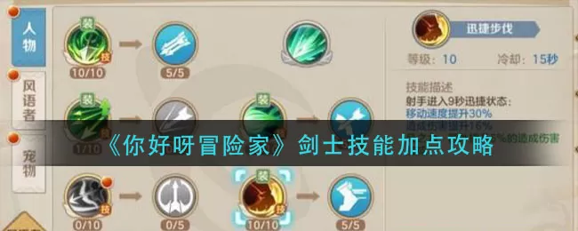 你好呀冒险家剑士技能怎么加点?你好呀冒险家剑士技能加点攻略