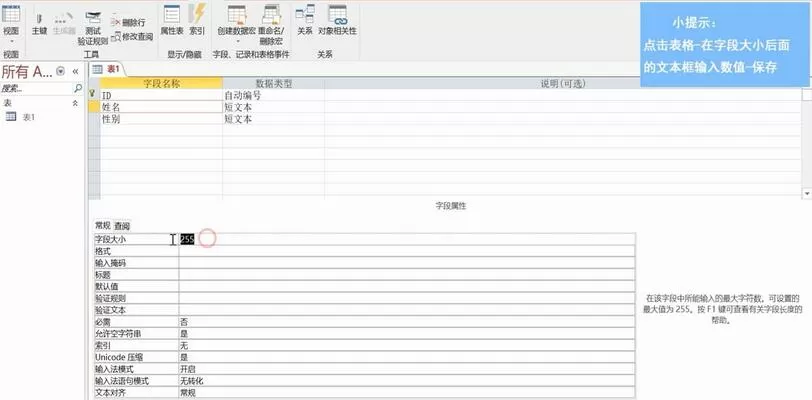 access设置字段大小的操作教程