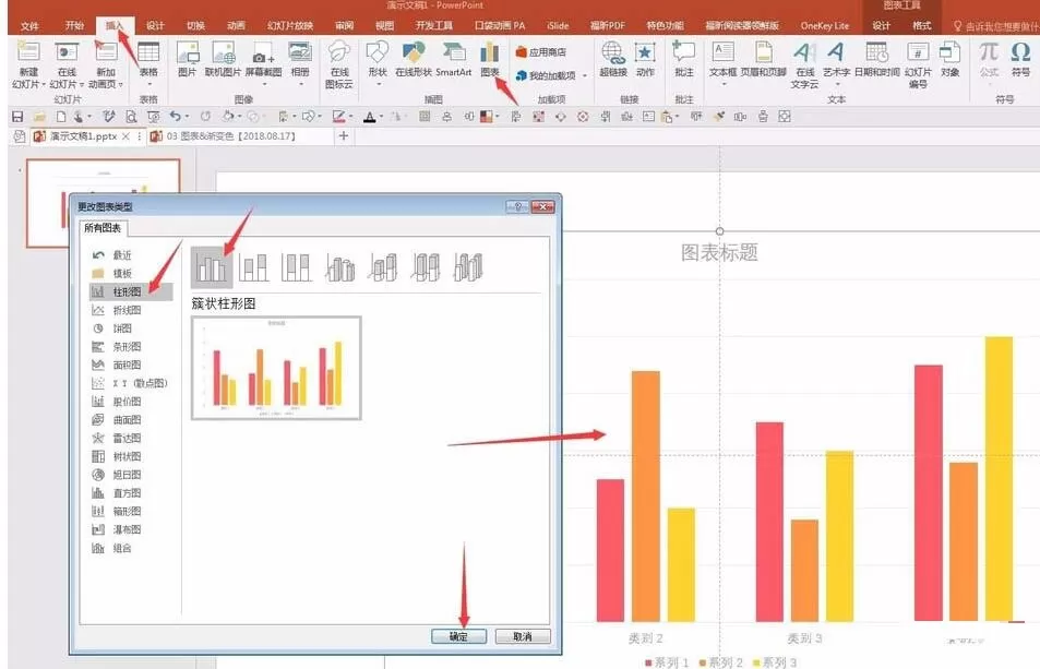 PPT制作折线和柱形混合图表的操作方法