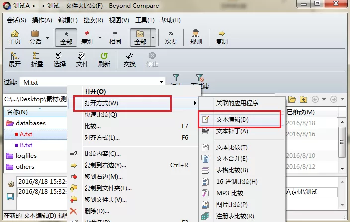Beyond Compare比较文件跳转到编辑页面的详细步骤