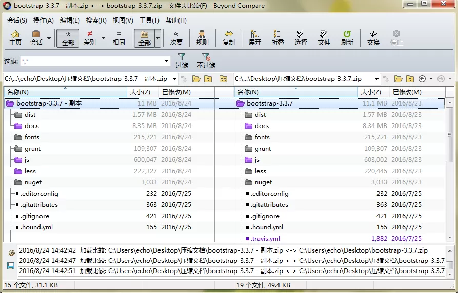 Beyond Compare比较压缩文档不对齐的解决方法