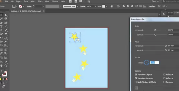 ai设计蓝色有星星布料的具体操作