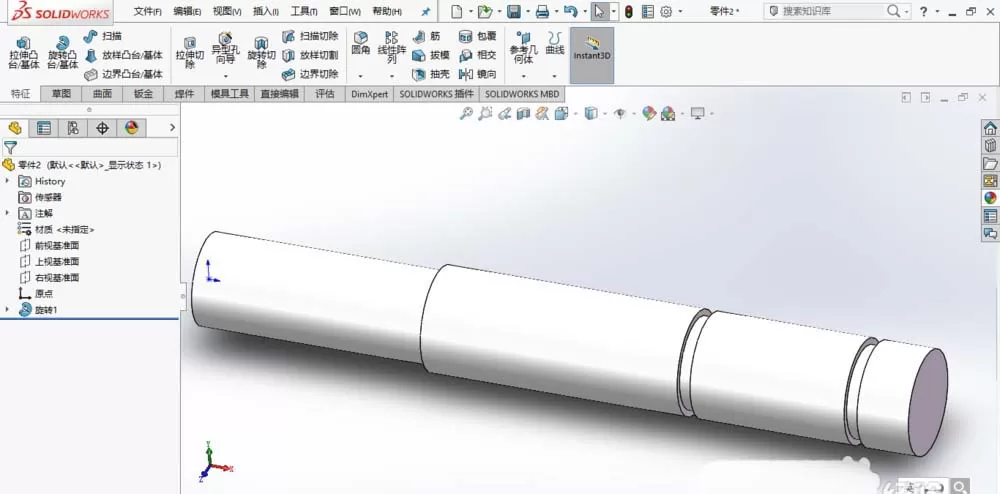 SolidWorks绘制传动轴的操作方法
