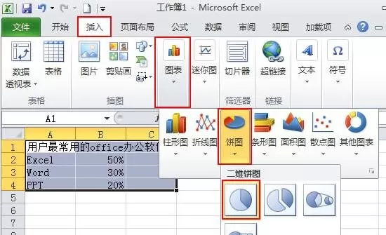 excel2010制作扇形图的操作步骤