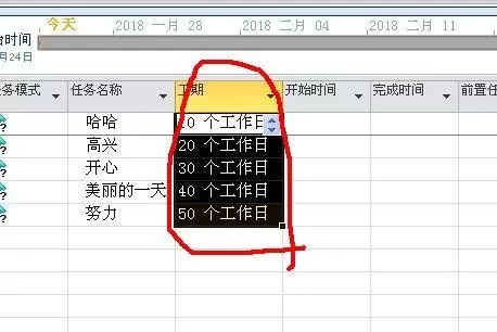 Project将工作日改成days的操作步骤