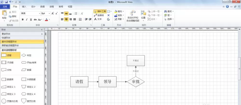 Microsoft Office Visio绘制请假流程图的使用方法