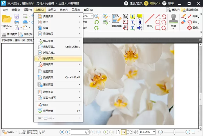 迅捷PDF编辑器设置替换PDF文件中的某一页面的简单操作方法