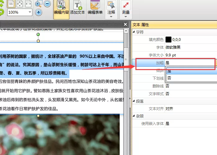 迅捷pdf编辑器给文字加粗的操作方法