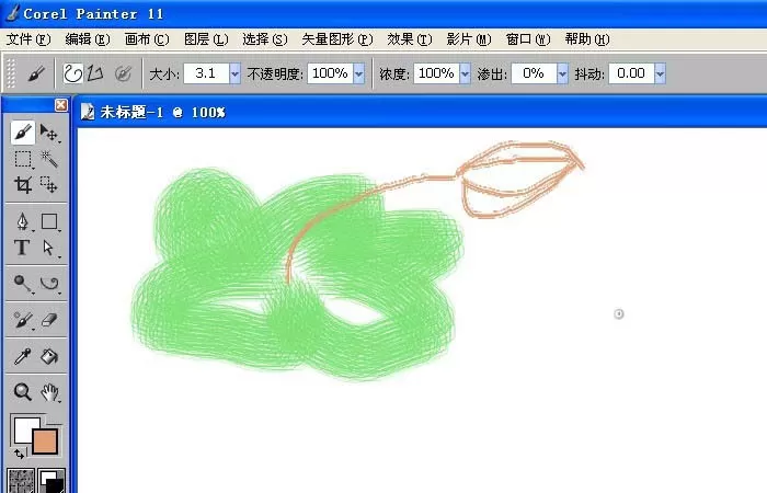 painter中使用水墨画笔绘画出图形的操作教程