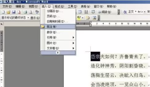 word2003中插入批注的方法