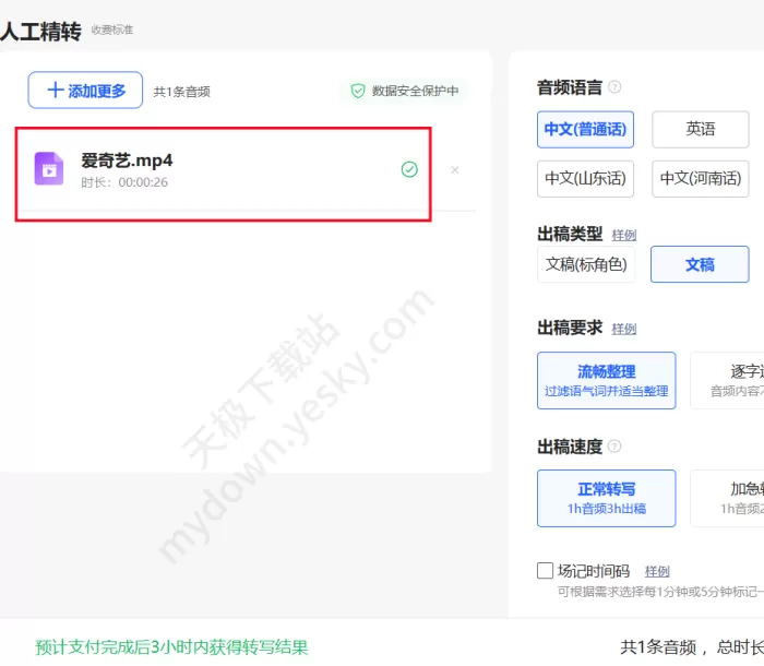 讯飞听见“人工精转”怎么用_“人工精转”费用详情