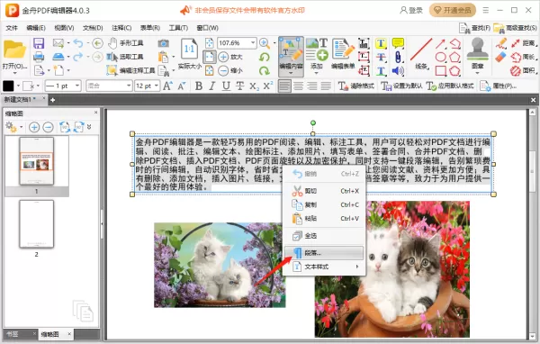 金舟PDF编辑器怎么设置文本行距_怎么添加图片背景