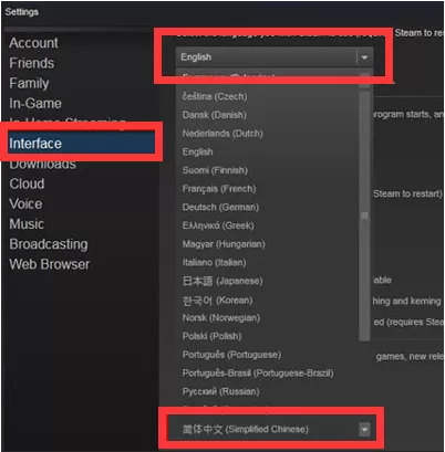 英文版Steam怎么设置中文?Steam设置中文方法