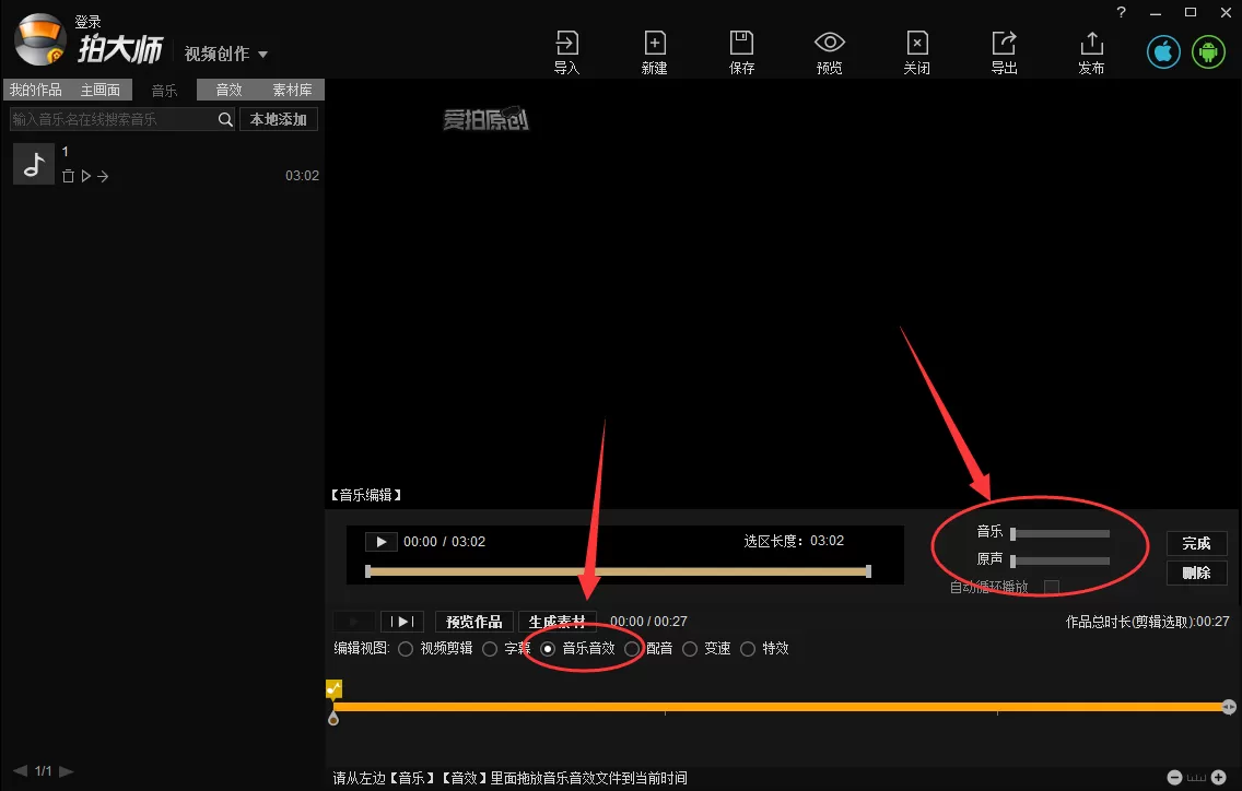 使用拍大师软件去除视频声音的操作过程