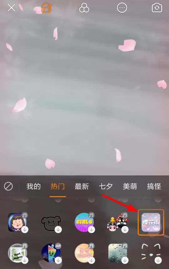 快手APP制作出花瓣飘落特效的详细操作