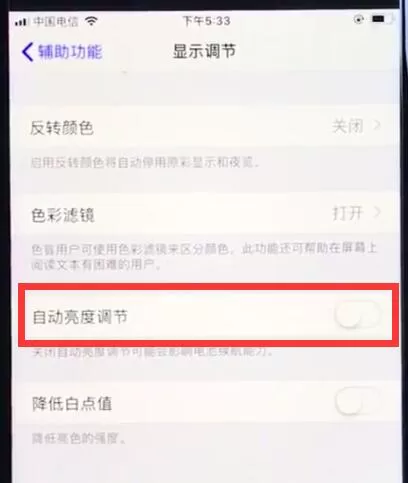 ios12中关掉自动亮度调节的具体操作方法