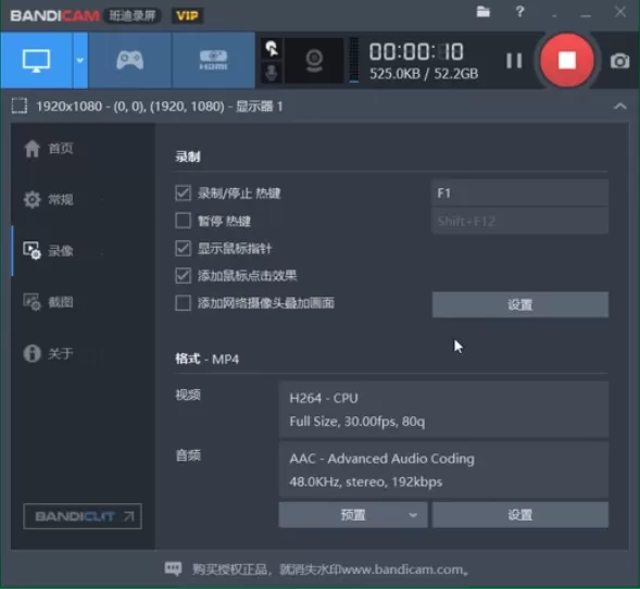 Bandicam为视频添加水印的具体操作流程