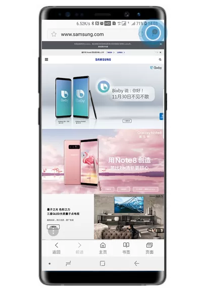 三星note9中浏览器设置为夜间模式的操作步骤