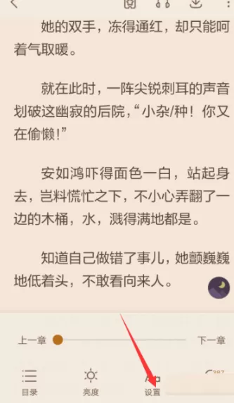 看小说中开启自动翻页的操作流程