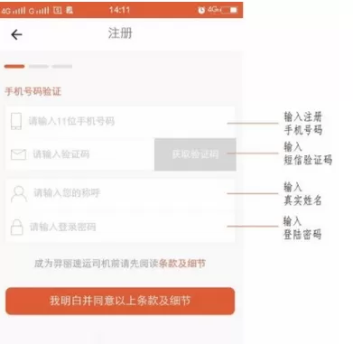 羿丽速运司机端的详细注册步骤