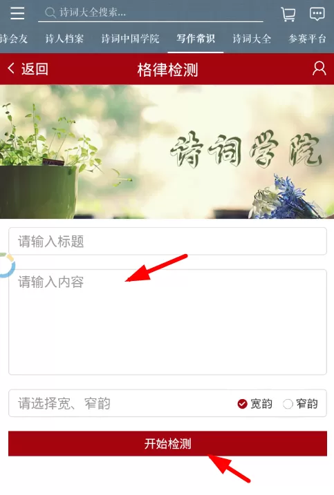 在诗词中国中查看写作常识的具体操作