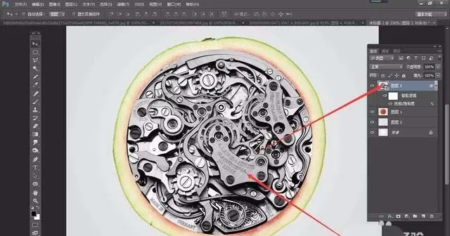 ps将西瓜和机械图合成到一起的具体操作方法