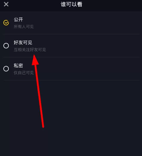 在抖音中设置好友可见的具体操作步骤