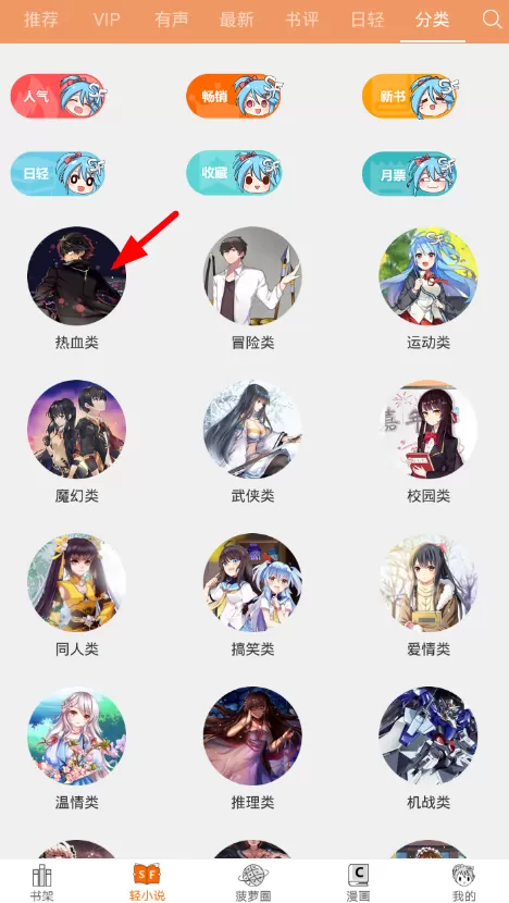 菠萝包轻小说查看分类的操作过程