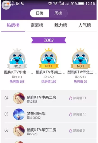 酷狗KTV中查看排行榜的具体操作步骤
