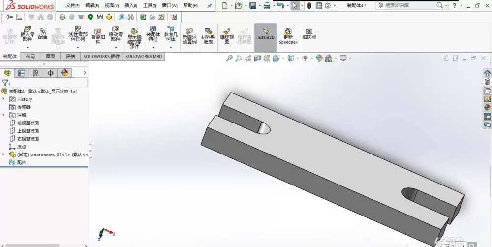 SolidWorks把两个模型进行智能配合的具体步骤