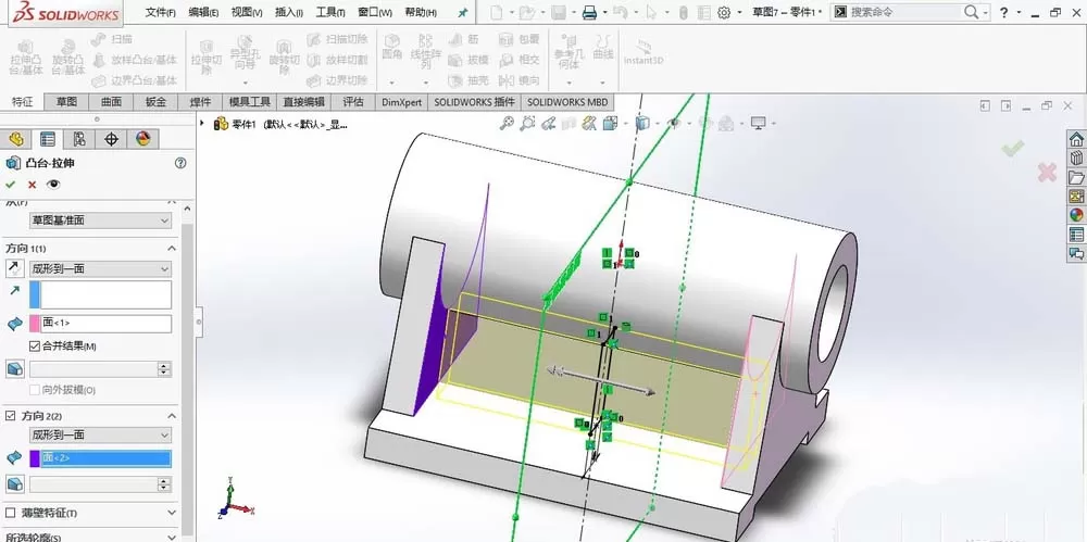 SolidWorks绘制轴承座零件模型的具体操作