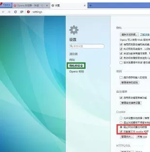 Opera浏览器中设置隐私的操作过程