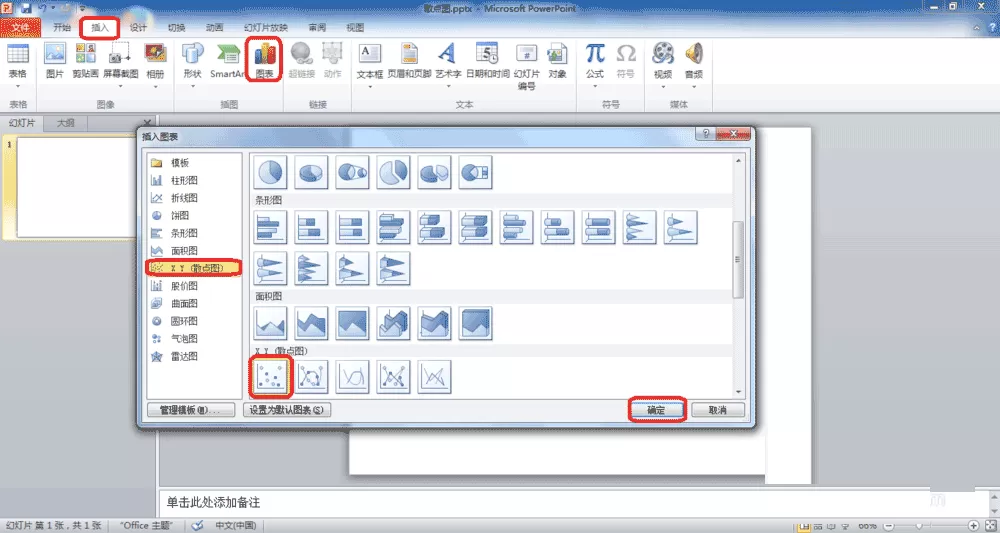 如何使用PowerPoint2010软件制作散点图?