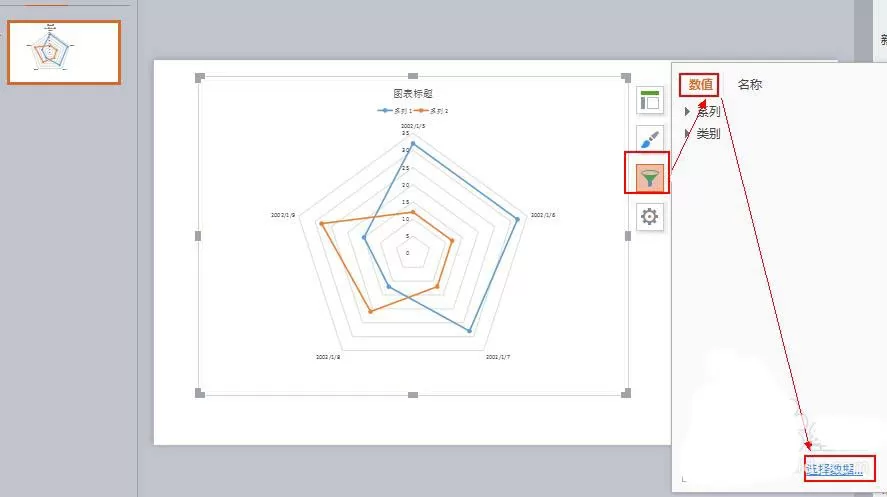 在ppt文件里制作雷达图表的操作步骤