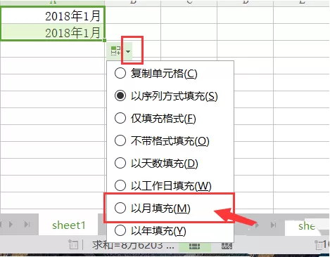 wps表格设置自动填充月份的操作步骤