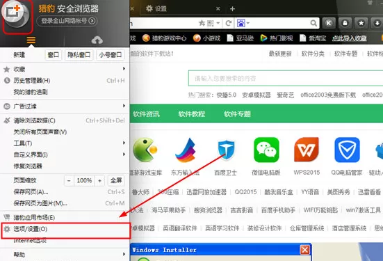 猎豹浏览器中进行设置显示字体的操作步骤