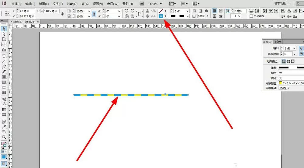INdesign绘制虚线并添加两种颜色的教程