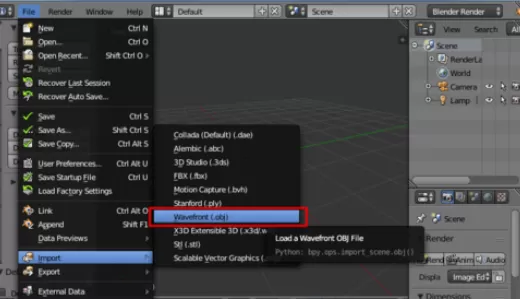 在blender中实行导入模型的详细操作步骤