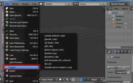 在blender中实行导入模型的详细操作步骤