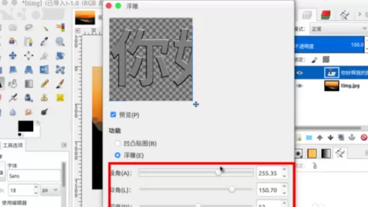在GIMP中制造出浮雕文字水印的详细操作步骤