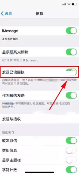 在iPhone X中关闭信息已读回执的具体操作
