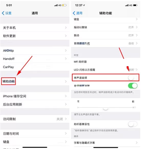 在iPhone X中设置单声道音频的图文教程