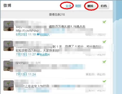 在微博中批量删除内容的图文教程