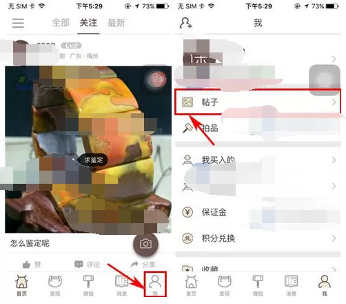 在文玩迷app中删除帖子的图文教程