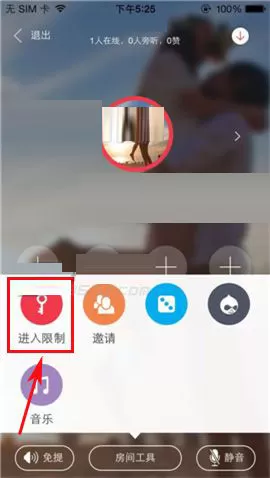 在语玩我的聊天室中设置进入权限的具体操作